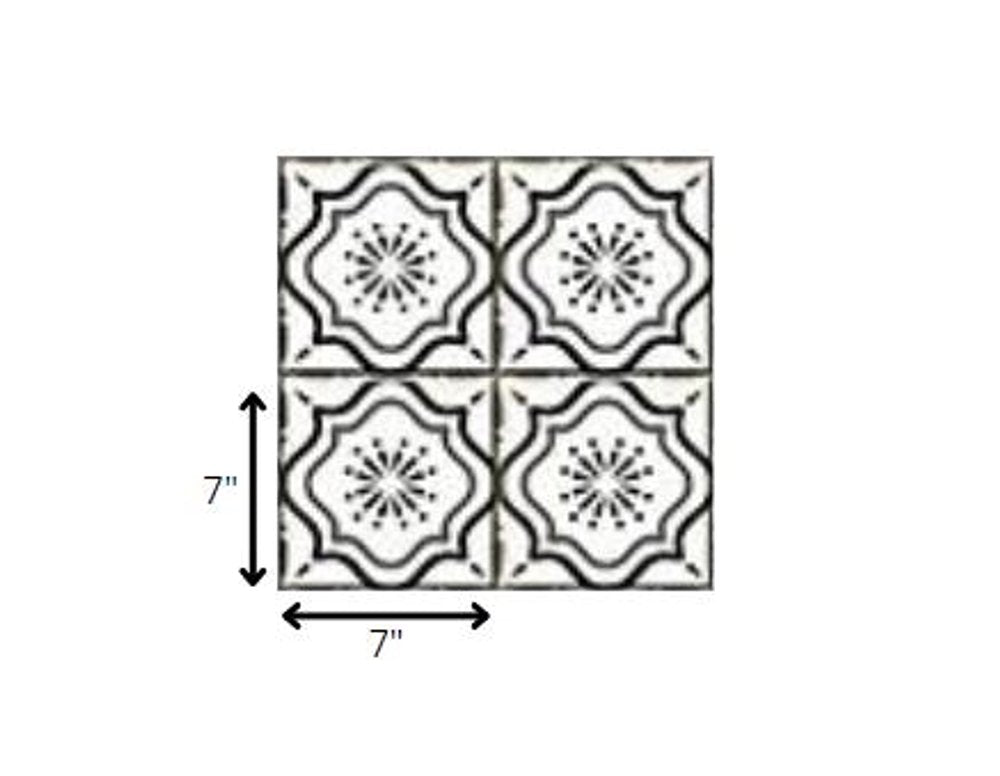 7" x 7" Black And White Peel And Stick Removable Tiles