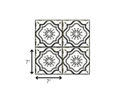 7" x 7" Black And White Peel And Stick Removable Tiles