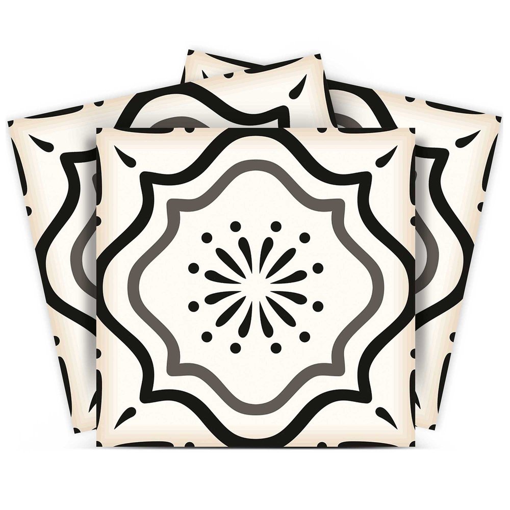 7" x 7" Black And White Peel And Stick Removable Tiles