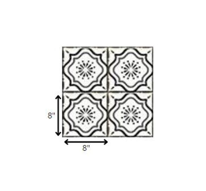 8" X 8" Black And White Mosaic Peel And Stick Removable Tiles