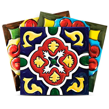 8" x 8" Blue And Red Vinyl Peel And Stick Removable Tiles