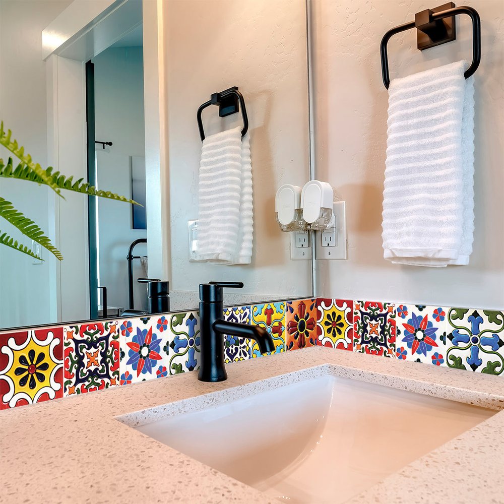 8" X 8" Festival Brights Mosaic Peel And Stick Removable Tiles