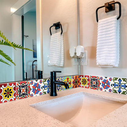 8" X 8" Festival Brights Mosaic Peel And Stick Removable Tiles