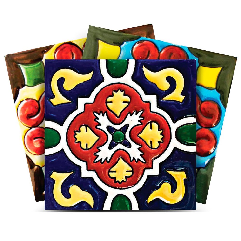 8" x 8" Blue And Red Vinyl Peel And Stick Removable Tiles
