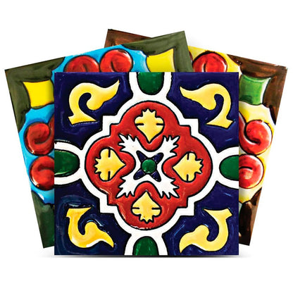 8" x 8" Blue And Red Vinyl Peel And Stick Removable Tiles