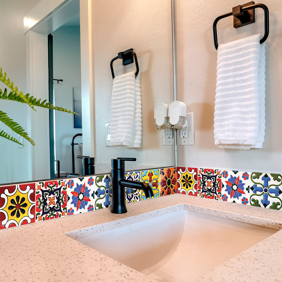 8" X 8" Festival Brights Mosaic Peel And Stick Removable Tiles