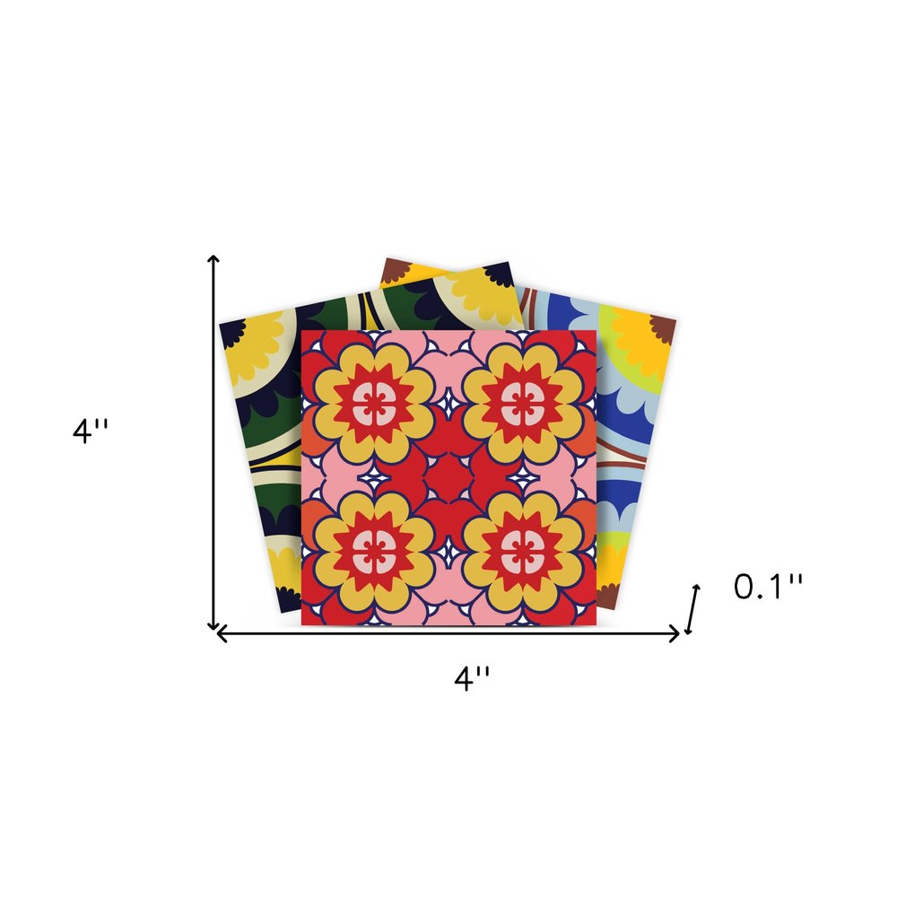 8" x 8" Blue And Yellow Peel And Stick Removable Tiles
