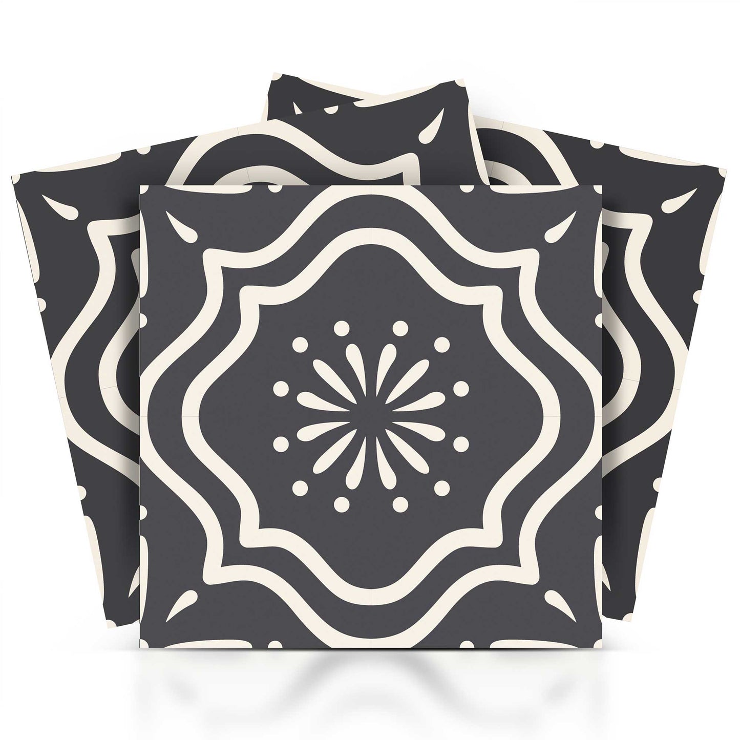 4" X 4" Burst Gray And White Peel And Stick Removable Tiles