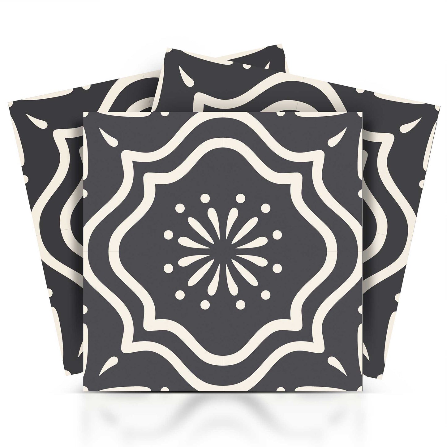 4" X 4" Burst Gray And White Peel And Stick Removable Tiles