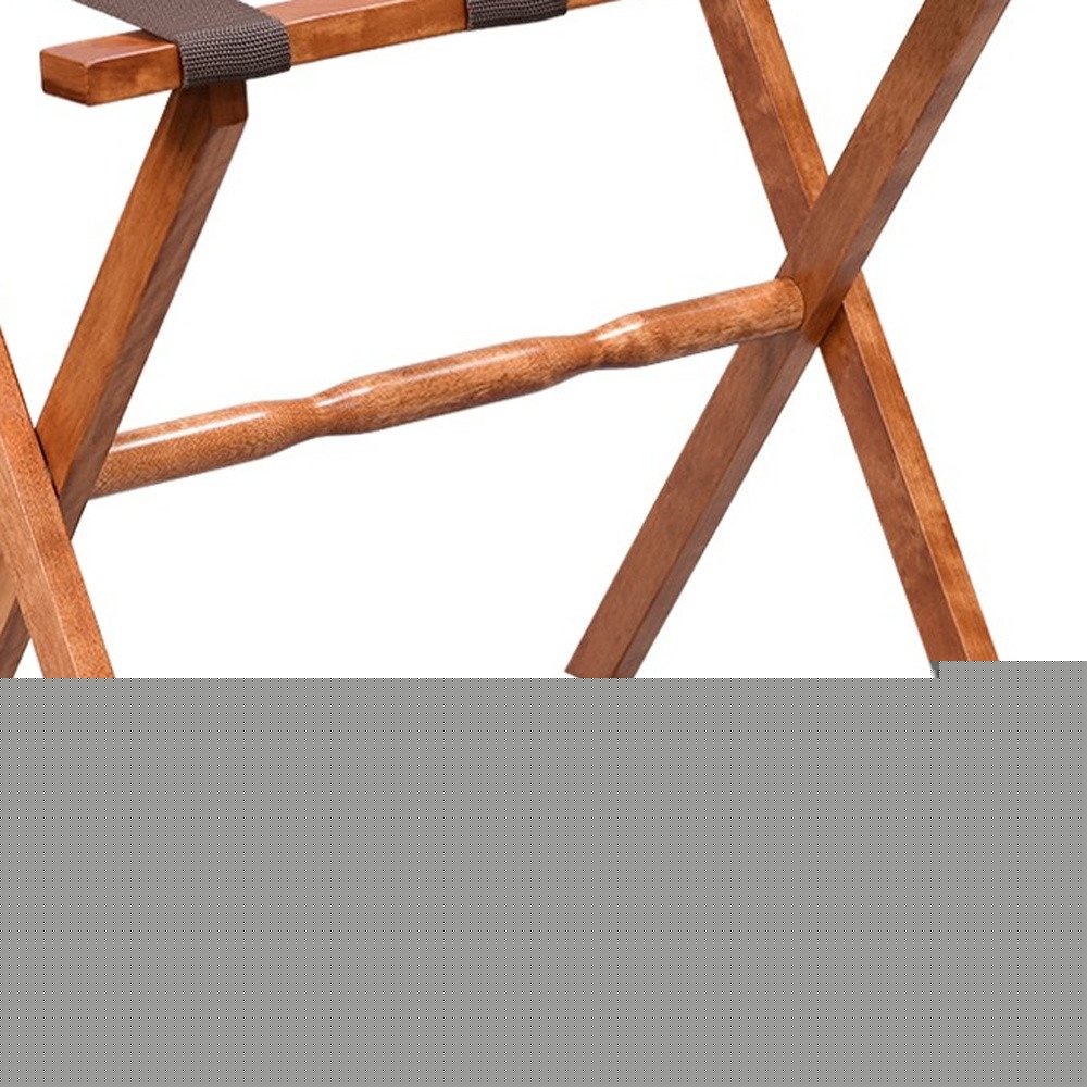 Hotel Light Walnut Folding Luggage Rack With Four Straps