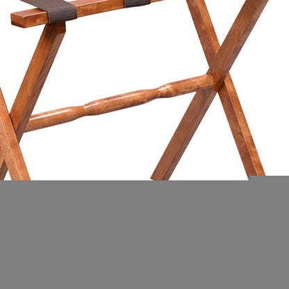 Hotel Light Walnut Folding Luggage Rack With Four Straps