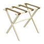 Hotel Ivory Finish Wood Folding Luggage Rack With Tan Straps