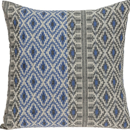 Gray And Blue Aztec Diamond Throw Pillow