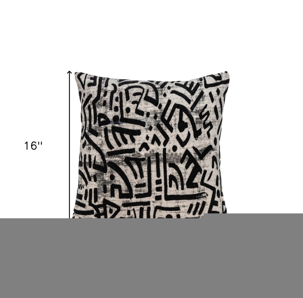 Black And White Abstract Velvet Throw Pillow