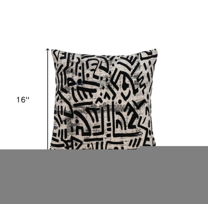 Black And White Abstract Velvet Throw Pillow