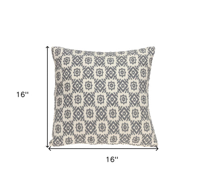 16" Gray Cotton Throw Pillow