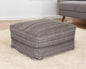 24" Gray and Brown Cotton Pouf Ottoman