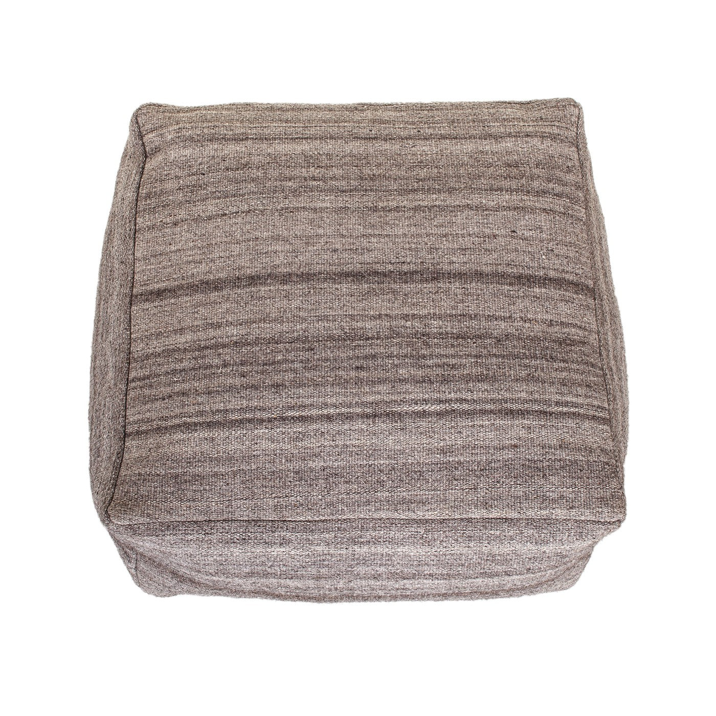 24" Gray and Brown Cotton Pouf Ottoman