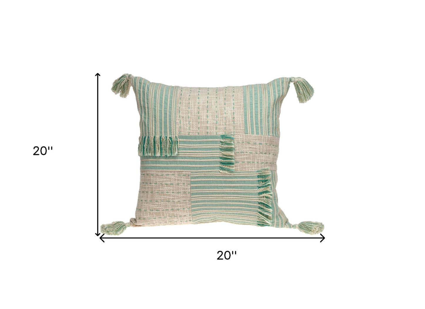 Cream And Mint Woven Throw Pillow