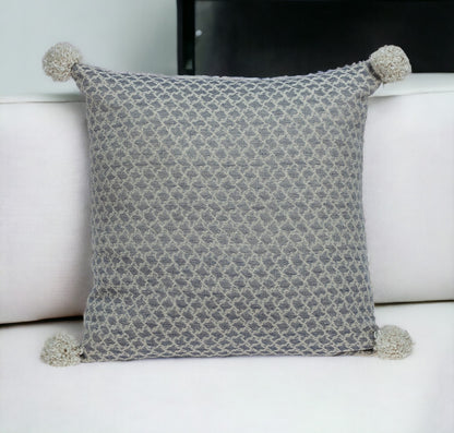 Gray Pearl Pom Throw Pillow