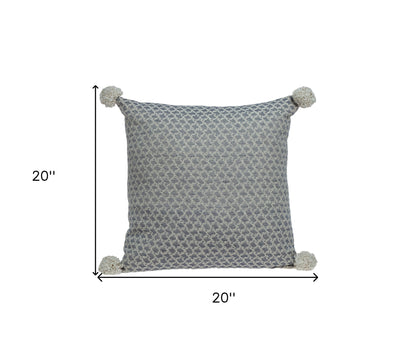 Gray Pearl Pom Throw Pillow