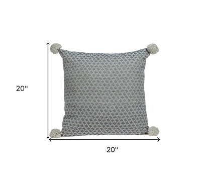 Gray Pearl Pom Throw Pillow
