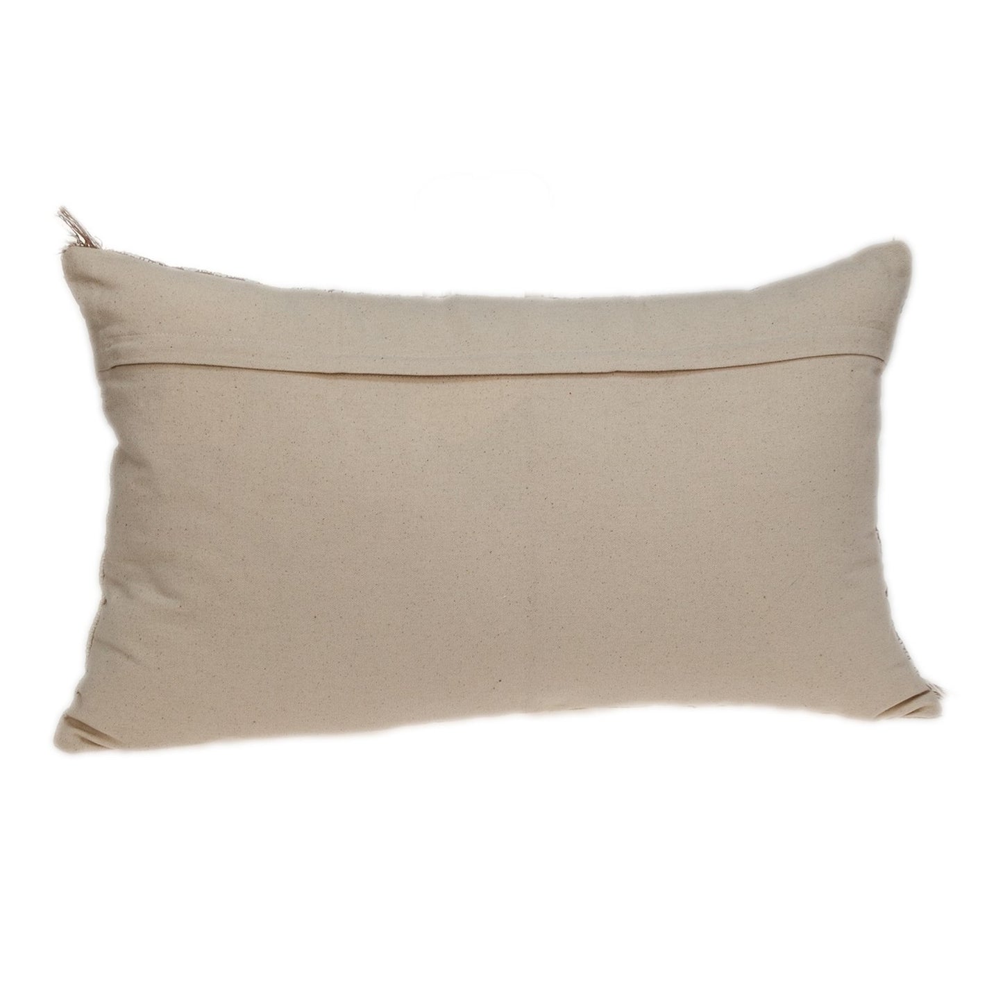 14" X 24" Beige Cotton Throw Pillow With Fringe