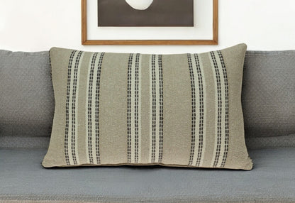 Oatmeal Stripe Weave Lumbar Throw Pillow