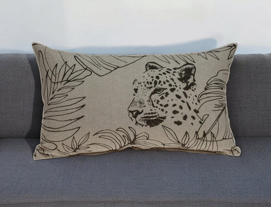 Jaguar Silhoutte Lumbar Throw Pillow