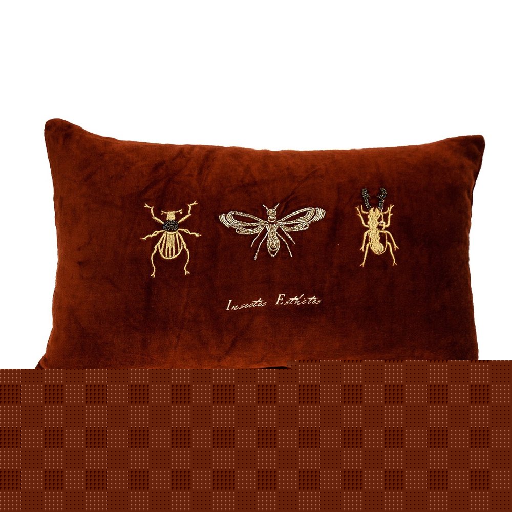 Golden Insects Velvet Throw Pillow