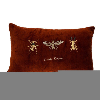 Golden Insects Velvet Throw Pillow