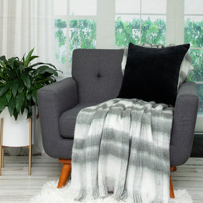 18" Black Velvet Throw Pillow