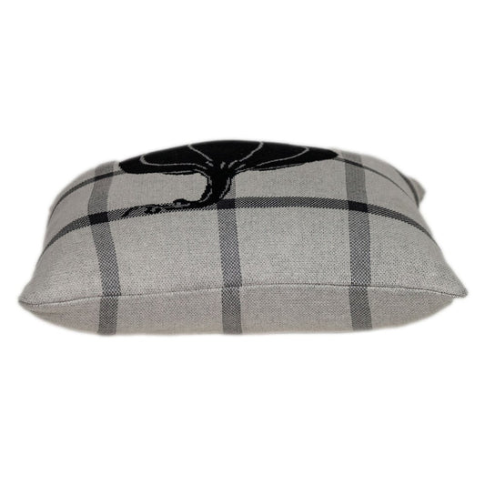 20" Gray And White Pumpkin Plaid Cotton Throw Pillow