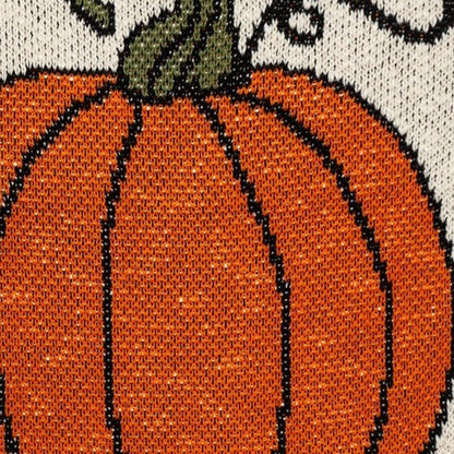 20" Ivory And Orange Pumpkin Cotton Throw Pillow