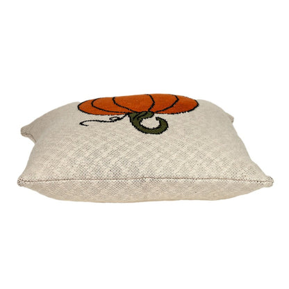 20" Ivory And Orange Pumpkin Cotton Throw Pillow