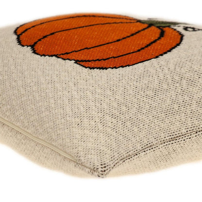 20" Ivory And Orange Pumpkin Cotton Throw Pillow