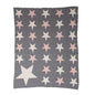 Grey Ivory And Pink Stars Knitted Baby Blanket