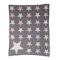 Grey Ivory And Pink Stars Knitted Baby Blanket