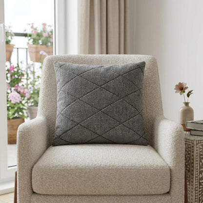 20" Gray Cotton Throw Pillow