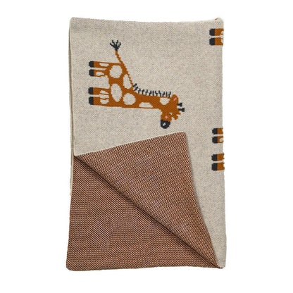 32" X 40" Orange And White Cotton Giraffe Plush Baby Blanket