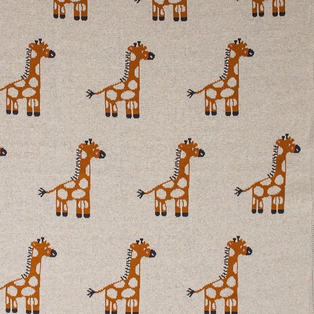 32" X 40" Orange And White Cotton Giraffe Plush Baby Blanket