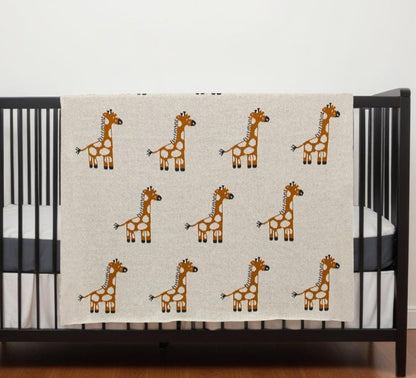 32" X 40" Orange And White Cotton Giraffe Plush Baby Blanket