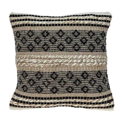 18" Natural Charcoal And Cream Geometric Cotton Blend Throw Pillow