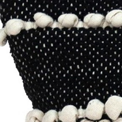 18" Black and Ivory Striped Cotton Blend Throw Pillow with Texture