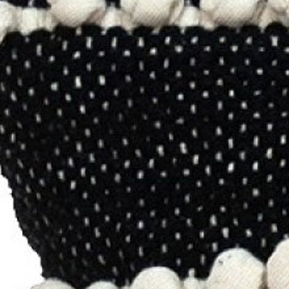 18" Black and Ivory Striped Cotton Blend Throw Pillow with Texture