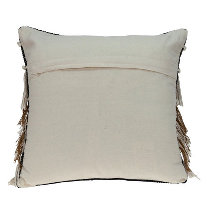 18" Black and Ivory Striped Cotton Blend Throw Pillow with Texture