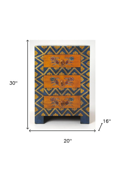 Stylish Hand Painted 3 Drawer Accent Cabinet