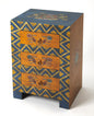 20" Blue and Brown Hand Painted Wood Accent Cabinet With Three Drawers