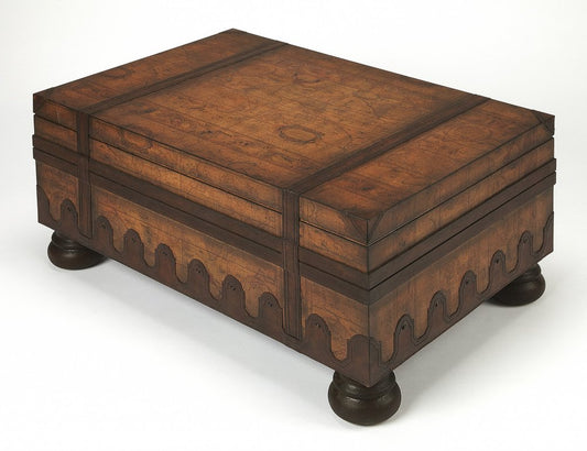 36" Brown Wood Coffee Table With Drawer