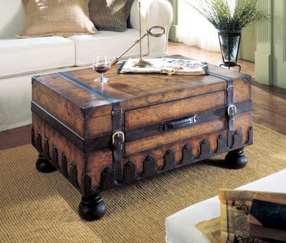 36" Brown Wood Coffee Table With Drawer